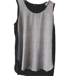 Mossimo Black & White Abstract Dot Hi Low Hem Tank Top size L